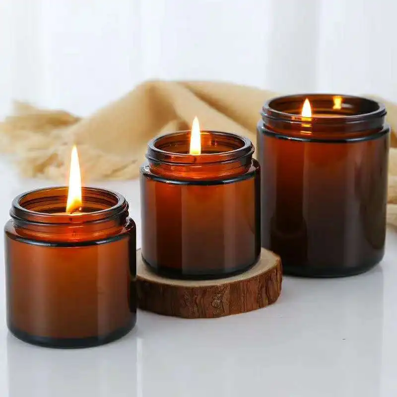 Glass Candle Jars, 4oz Amber R - огляд і ціна Candle Making Jars With Lids