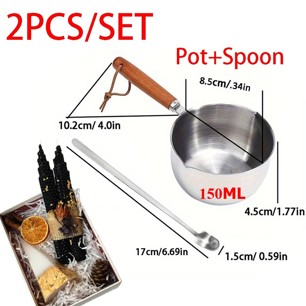 2PCS/SET Wood Handle Wax Melti - огляд і ціна Candle Making Jug